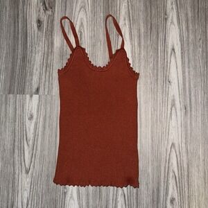 Haute Monde Women's Ribbed Tank Top Size Medium In A Vermillion Color!